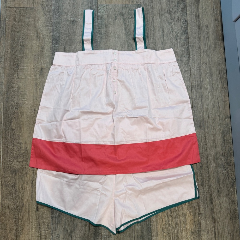New Lake Pajamas Colorblock Tank Set in Guava XXL Pink‎ Cotton Poplin Shorts